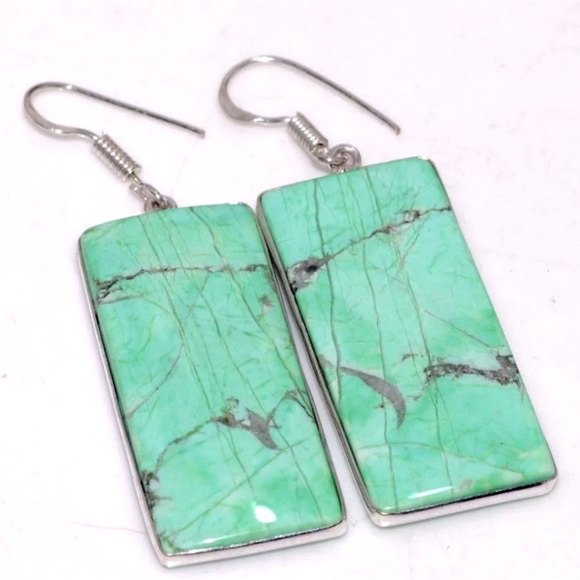 Large Green Turquoise earrings - Picture 3 of 4